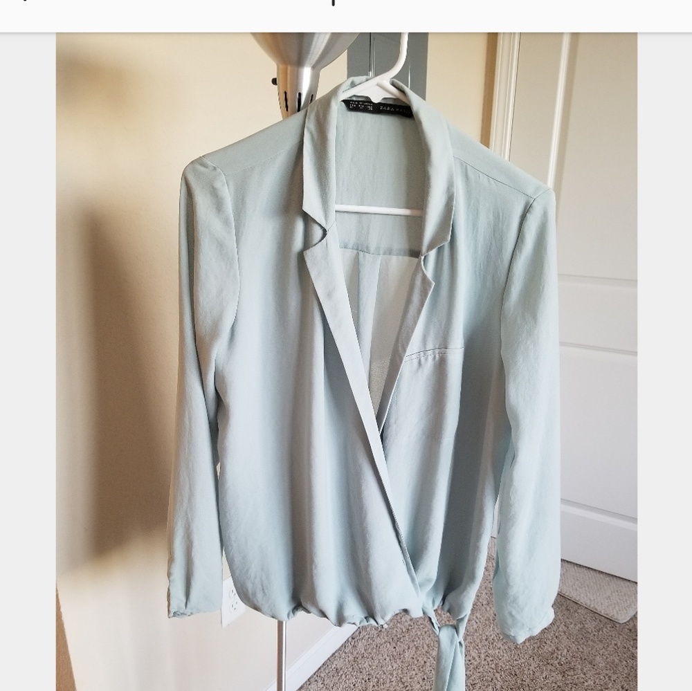 Zara Sea Foam Green Top